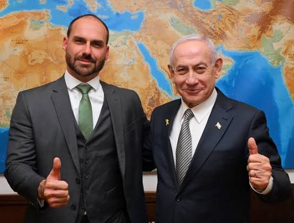 Eduardo Bolsonaro em encontro com Netanyahu em Israel